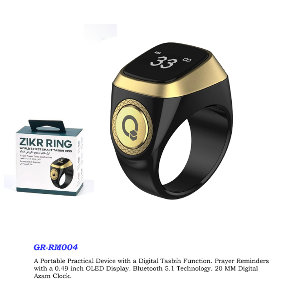 Zikr Ring Digital Tasbih with OLED & Prayer Reminder